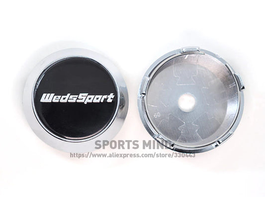 4x60mm Weds Sport Badge Wheel Center Cap Hub Cap Edge Cap Badge Black Silver