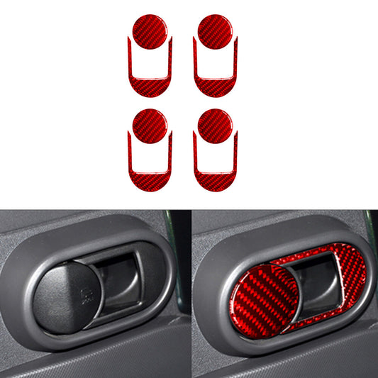 8X Red Carbon Fiber Interior Door Handle Trim Frame for Jeep for Wrangler 2007-10