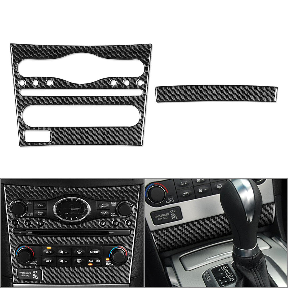 2Pcs Carbon Fiber Interior Radio Console Cover Trim for Infiniti G37 Sedan 10-13