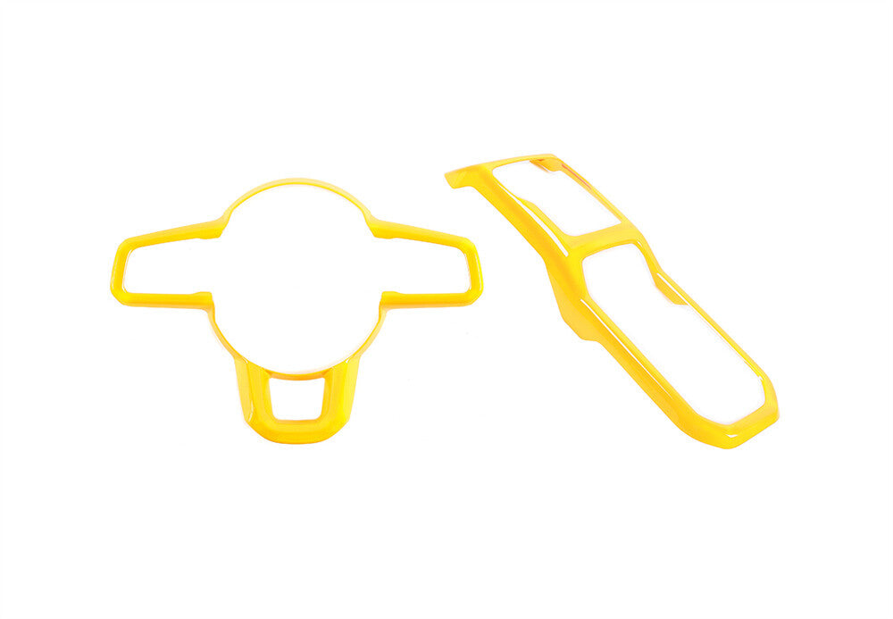 for Jeep for Wrangler JL JT 2018+ Cup Holder Gear Shift Steering Wheel Cover Yellow