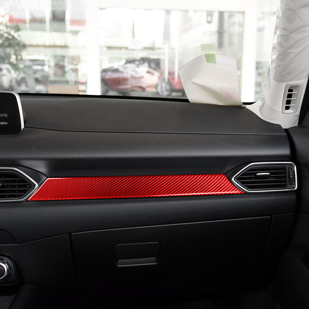 Red Carbon Fiber Interior for Co -pilot Dashboard Panel Trim for Mazda CX-5 2017-2021