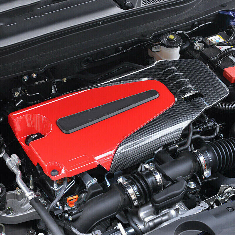 for Honda Accord Sedan 2018-2022 Red+Carbon Fiber Engine Cover Bonnet Hood Panel