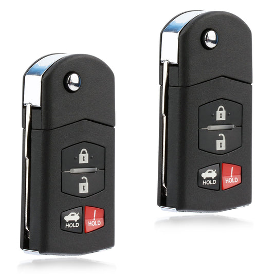 2-Pack 2010 2011 2012 2013 for Mazda 3 Keyless Car Flip-Top Remote Key Chain Transmitter