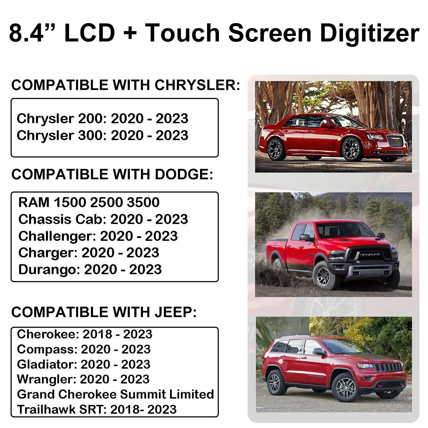 8.4 Uconnect 4C UAQ LCD Monitor Touch-Screen for Charger Radio TDO-XGA084 18-23