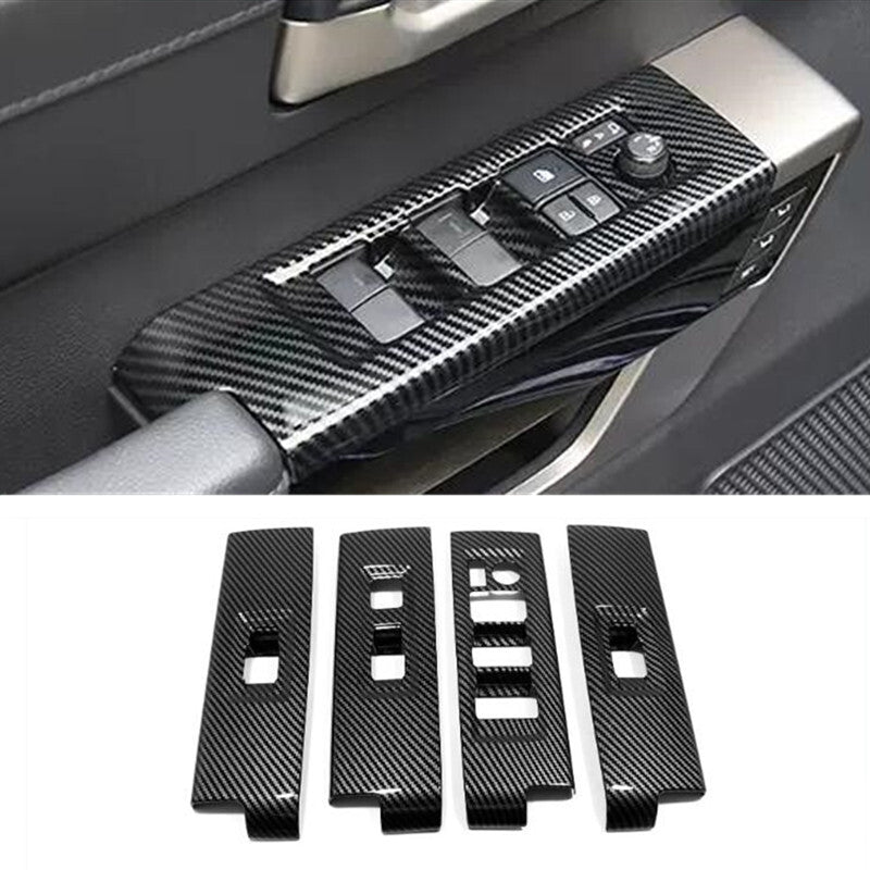 4P Carbon Fiber Window Switch Panel Cover Trim for Toyota Tundra 2022-2024