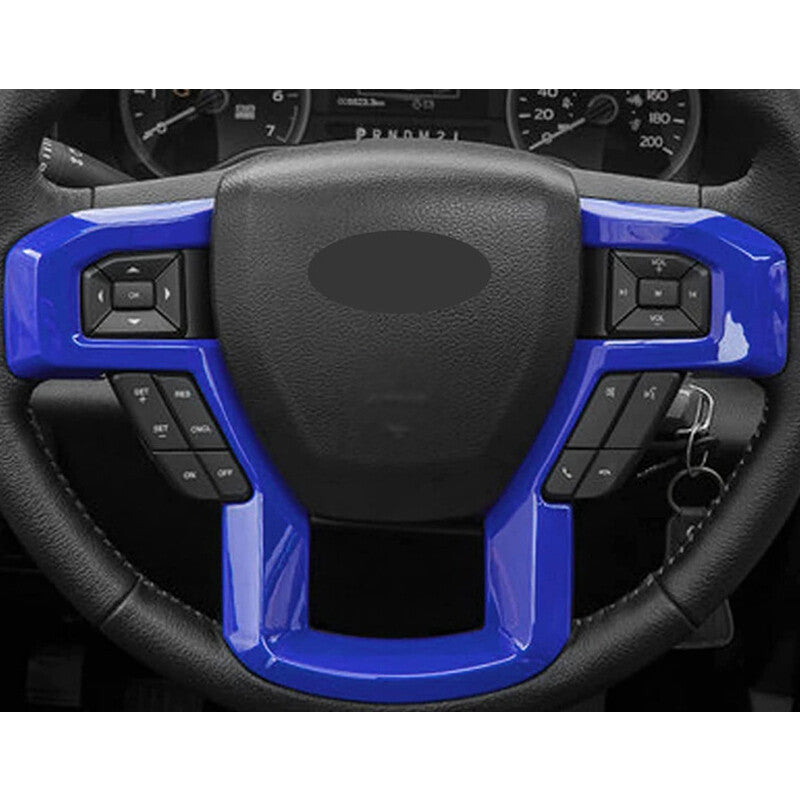 Steering Wheel Trim Decoration Cover Frame Trim for Ford F150 250 350 15-20 Blue