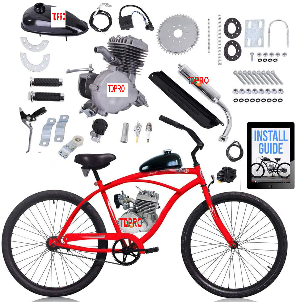 80cc Motorised Bike Kit 2-Stroke Bicycle Engine Motor Refit for 26 28 Cycle