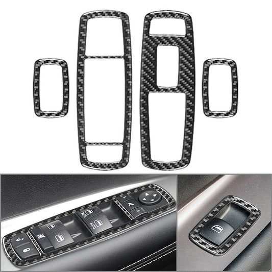 4Pcs Window Lift Switch Panel Cover Trim Fit for Dodge Journey 2011-2018 Black