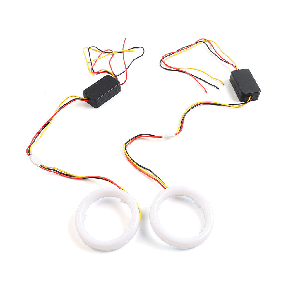 2x White Amber Switchback LED Angel Eyes Halo Rings Car Headlight Retrofit 60MM