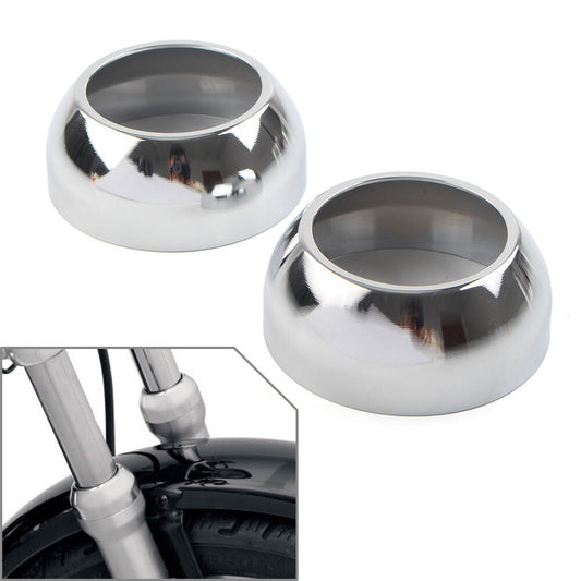 Front Fork Boot Cap Covers 39mm Chrome for Harley Sportster Dyna FXR FXD