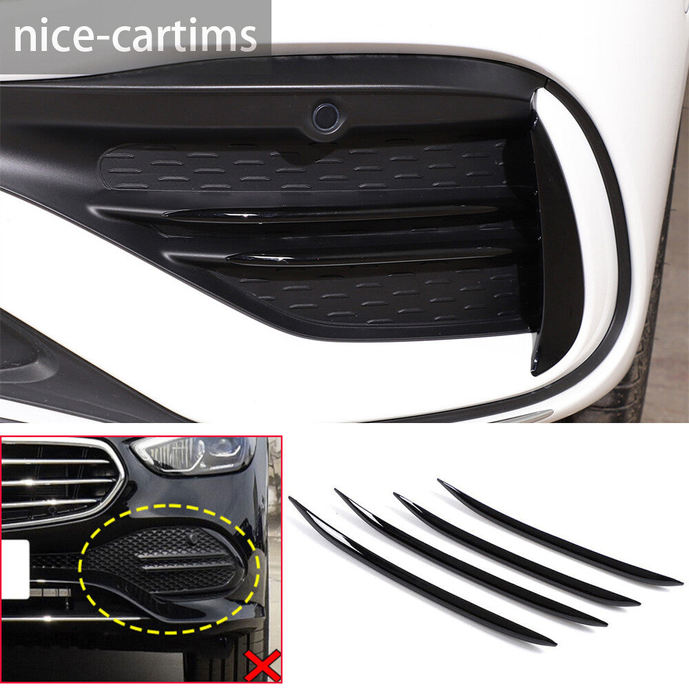 Gloss Black ABS Front Bumper Grille Fog Light Trim for Benz C Class W206 2022-23