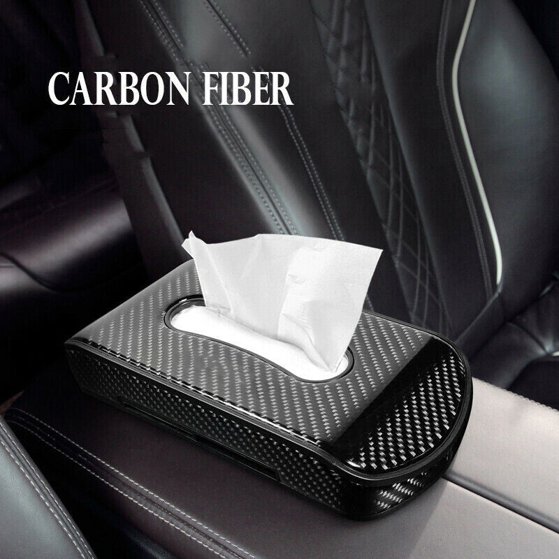 1P for Land Rover Carbon Fiber Look Car Paper Towel Box Napkin Cover Tissue Case