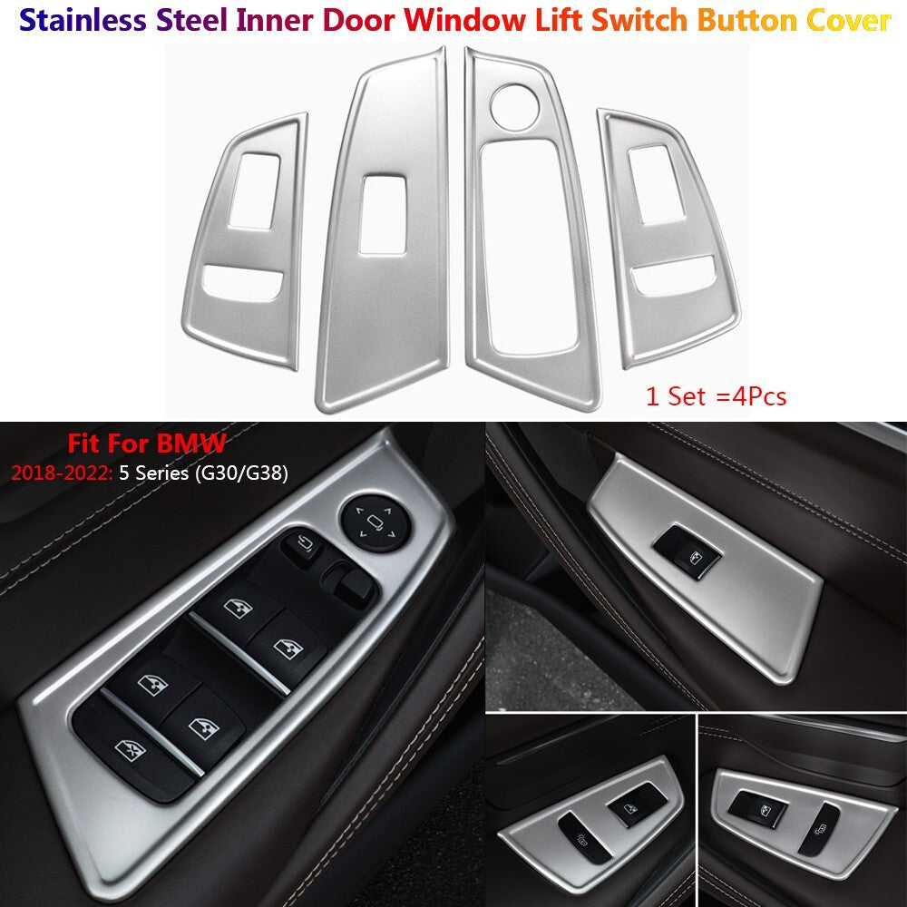 Stainless for BMW 5 Series G30 Car Inner Door Window Lift Switch Panel over Trim