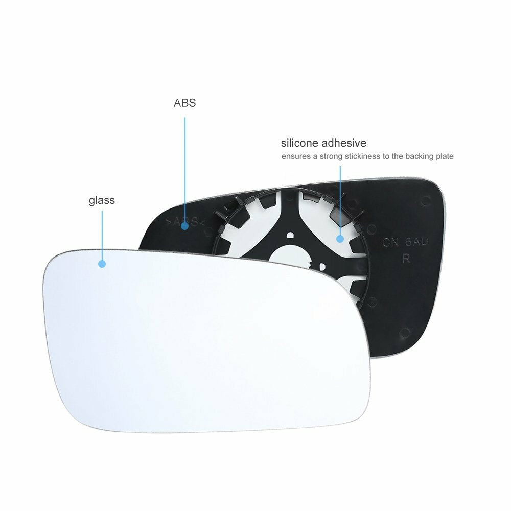 The mirrored glass for the right-side door heater is suitable for Volkswagen for Golf , for Jetta , Pola MK4, and for Passat models from 1999 to 2004.