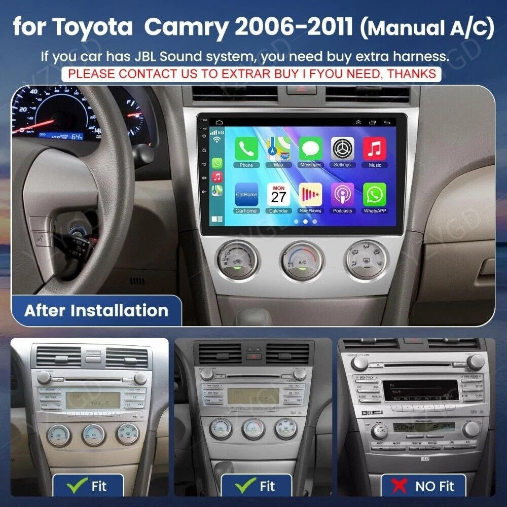 for Toyota for Camry 2006-2011 Stereo Apple Carplay Car Radio GPS Navi 2+32GB Screen