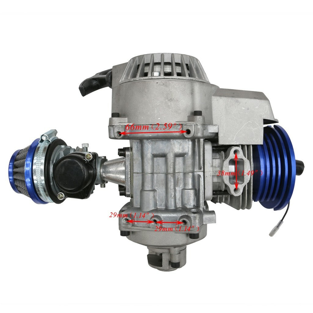 2-stroke 49cc racing engine, electric motor pull start, suitable for mini pocket/dirty bike/all-terrain vehicle.