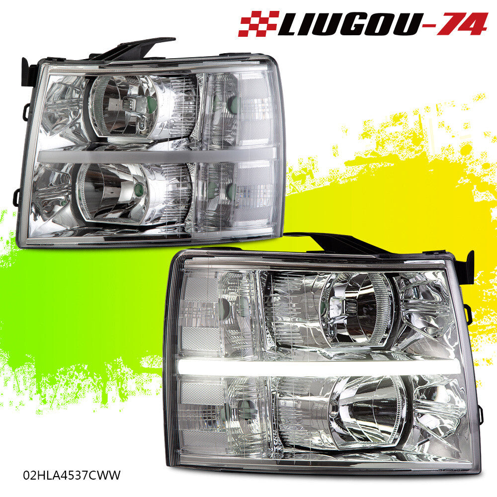 Suitable for 07-14 for Chevrolet Silverado chrome/transparent lens corner light LED headlight