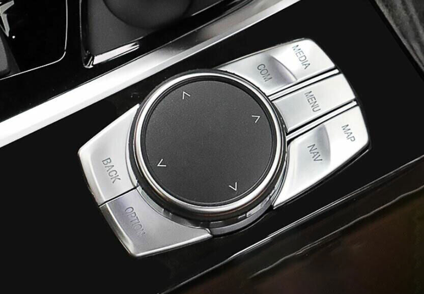 Silver Aluminum Console Multimedia Button Cover Sticker for BMW 5 Series 2018-23