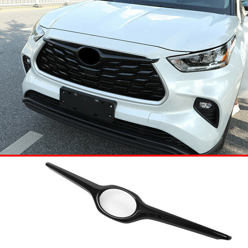 Piano Black Front Bumper Grille Logo Strip Cover for Toyota Highlander 2020-2023