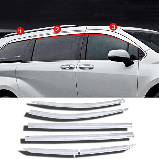 Chrome Side Window Visor Vent Deflector Sun Rain Guard for Toyota for Sienna 2021-23