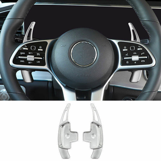for Benz GLE GLS 2020-2023 Silver Aluminum Steering Wheel Shift Paddle Extension