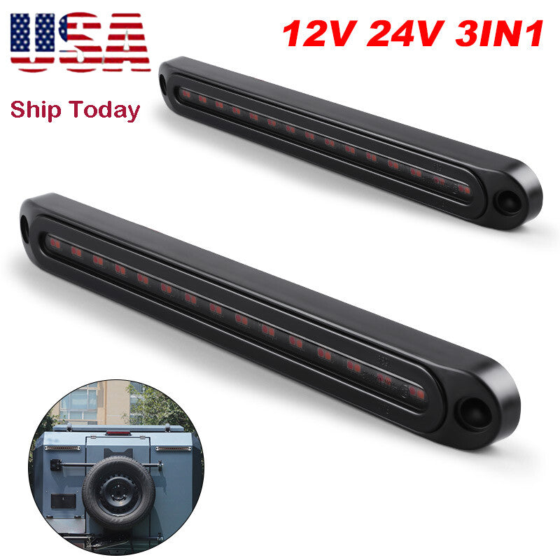 2pcs 10inch LED Turn Stop Tail Brake Strip DRL Light Sequential Flowing Truck US