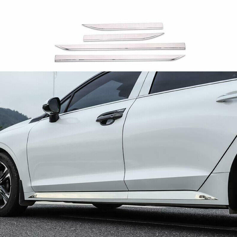 for Kia K5 2021-23 Chrome Steel Side Door Body Molding Skirt Guard Cover Trim 4x