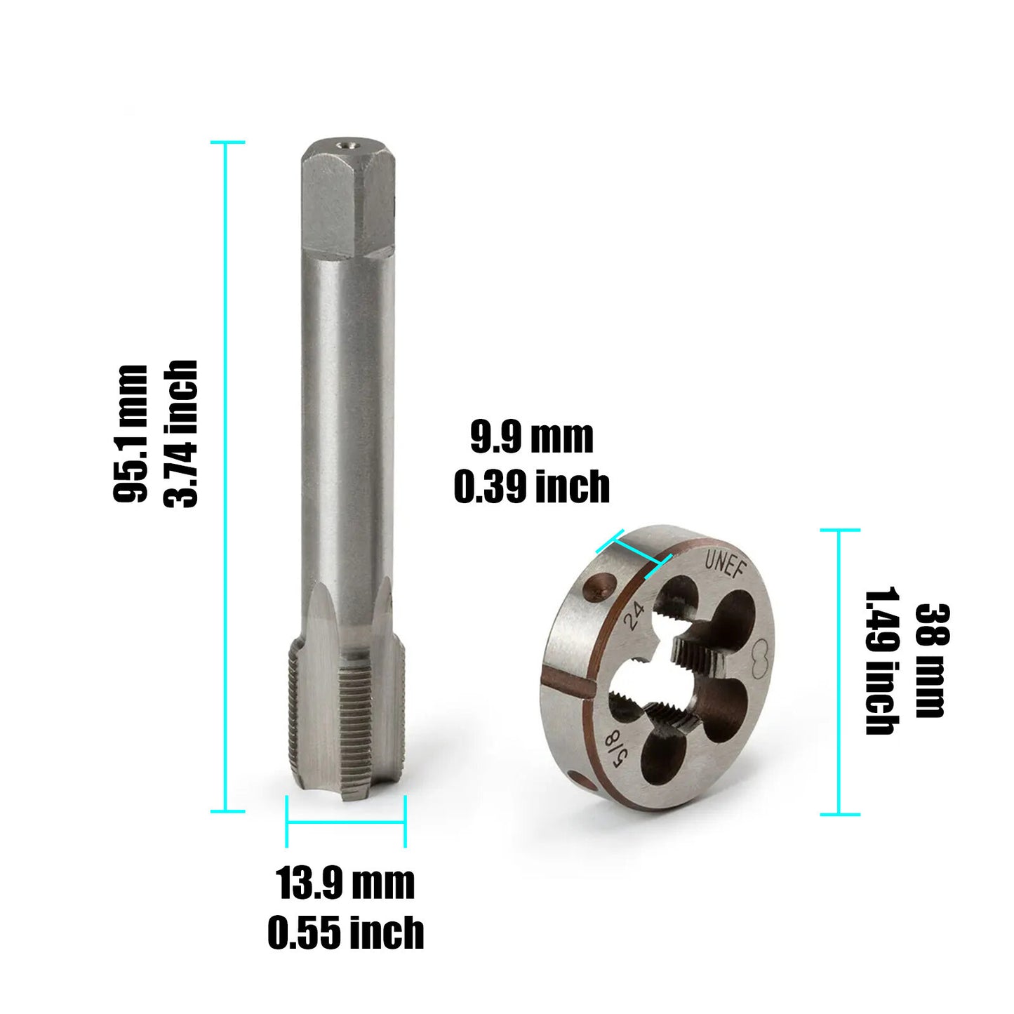 Set of 2 5/8-24(5/8x24) New Fits For UNF HSS Threading Thread Tap and Die Set