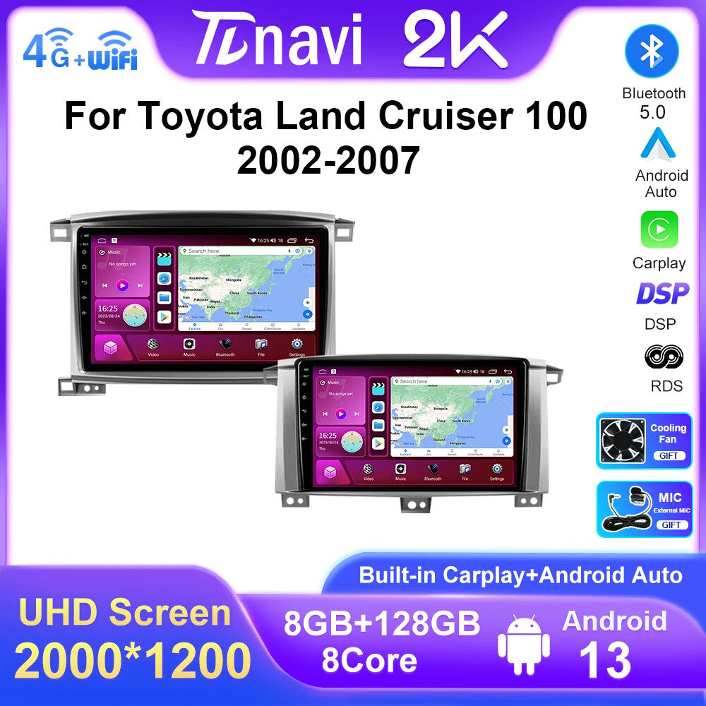 for Toyota LC100 for Land Cruiser 100 Android Car Stereo Radio Carplay GPS Player