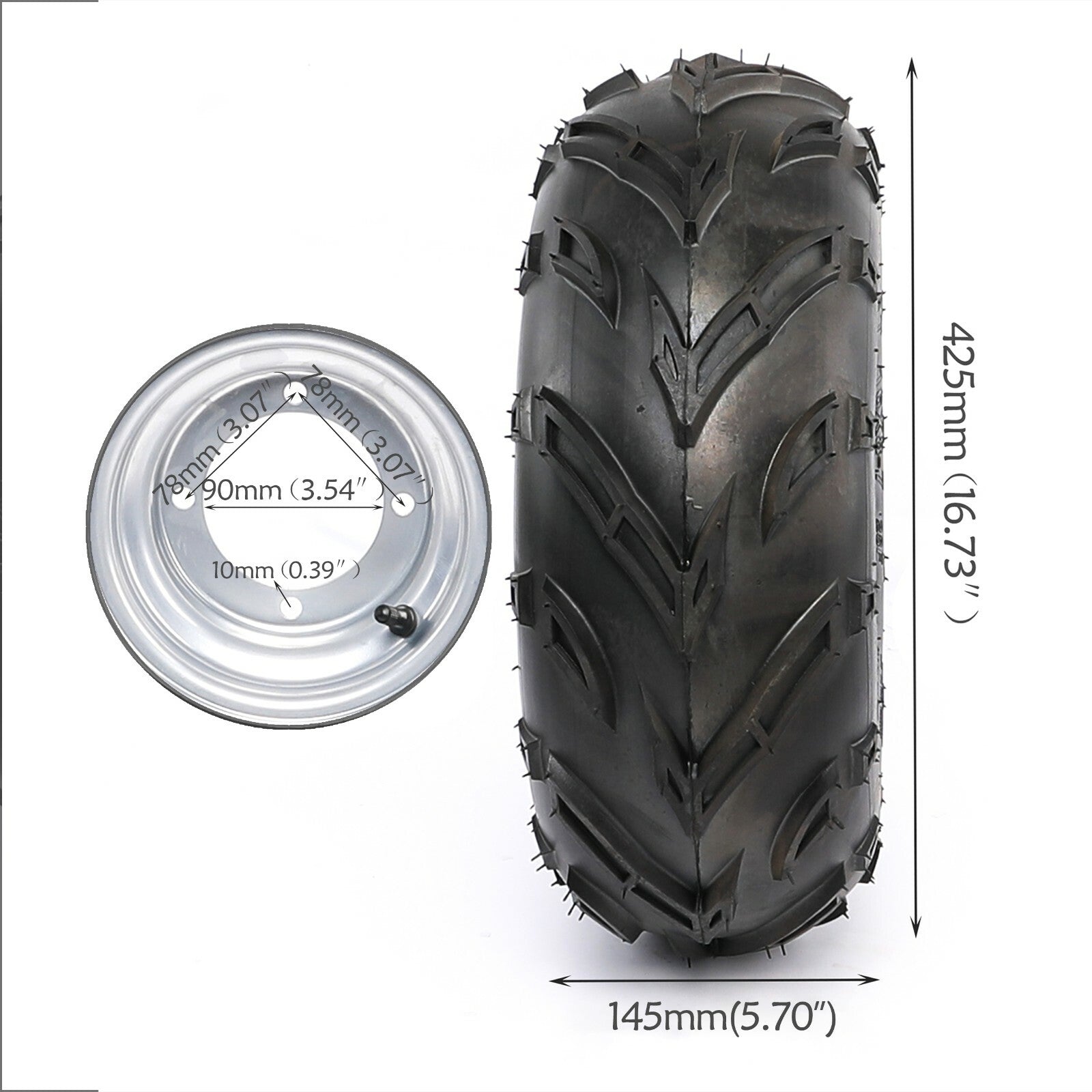 4-piece complete all-terrain vehicle tire set 16x8x7, 16x8-7 tires, 4-cam wheels, go-kart four-wheel for golf cart