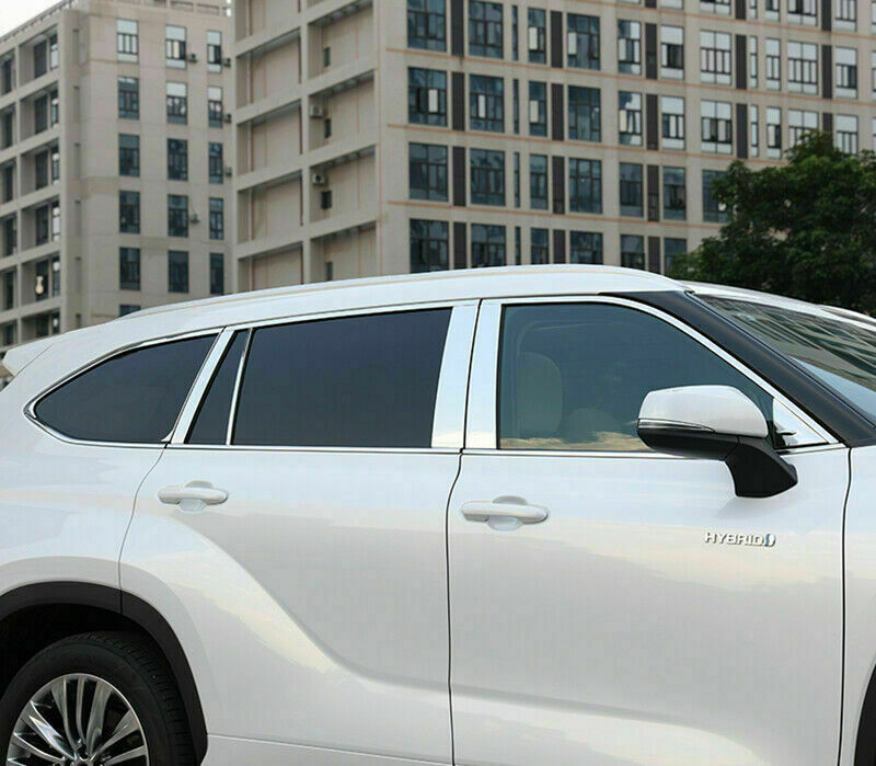 8Pcs CHROME Pillar Posts for Toyota Highlander 2020-2022 Door Trim Mirrored Kit