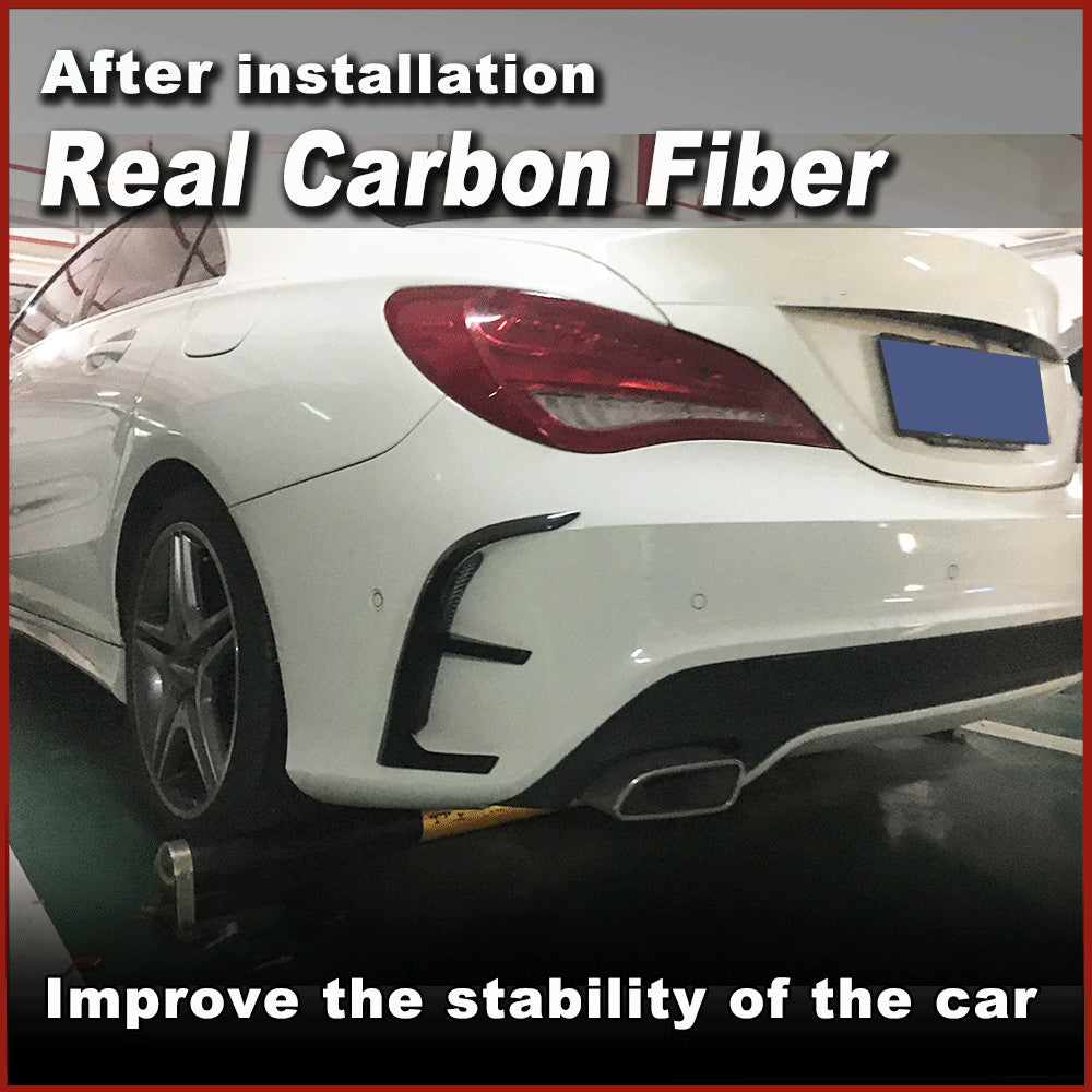 2x REAL Carbon Rear Bumper Fender Vents Fins for BENZ C117 CLA250 CLA45 14-15