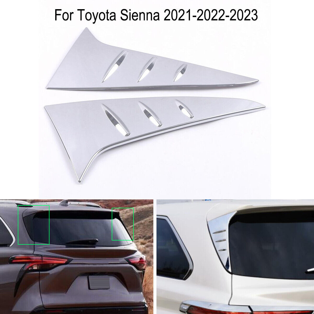 Chrome Car Tail Rear Window Spoilers Wing Cover Trim for Toyota for Sienna 2021-2023