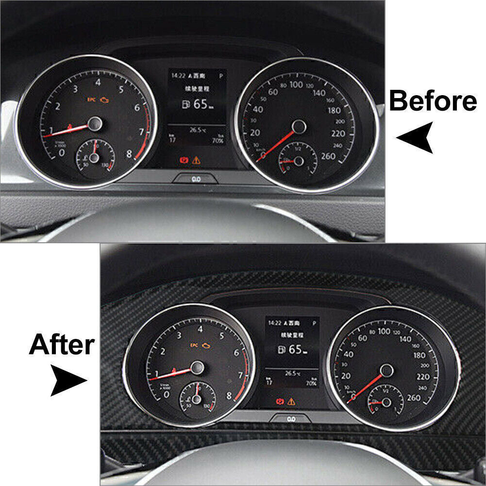 Carbon Fiber Car Interior Dashboard Panel Decor Trim for VW for Golf MK7 2014-2019