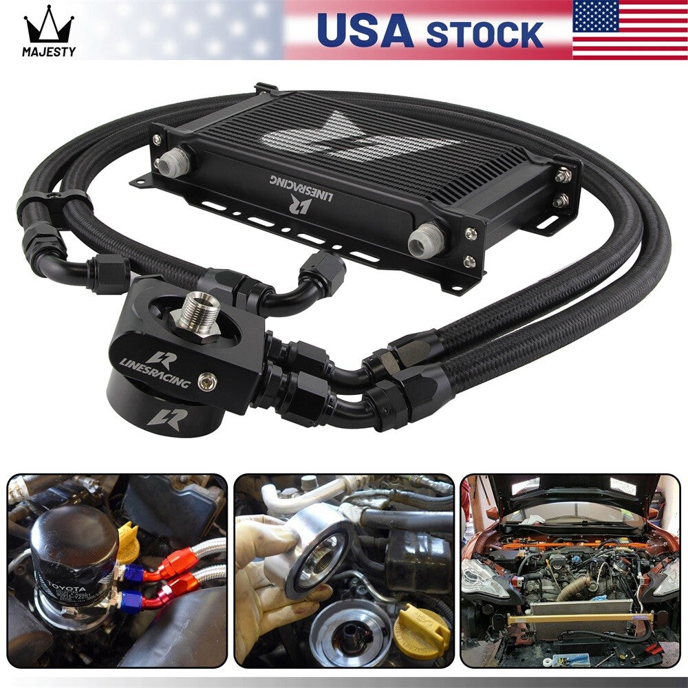 19 Row Oil Cooler Kit Thermostatic for Subaru BRZ for Scion -S FA20 2013+ Black