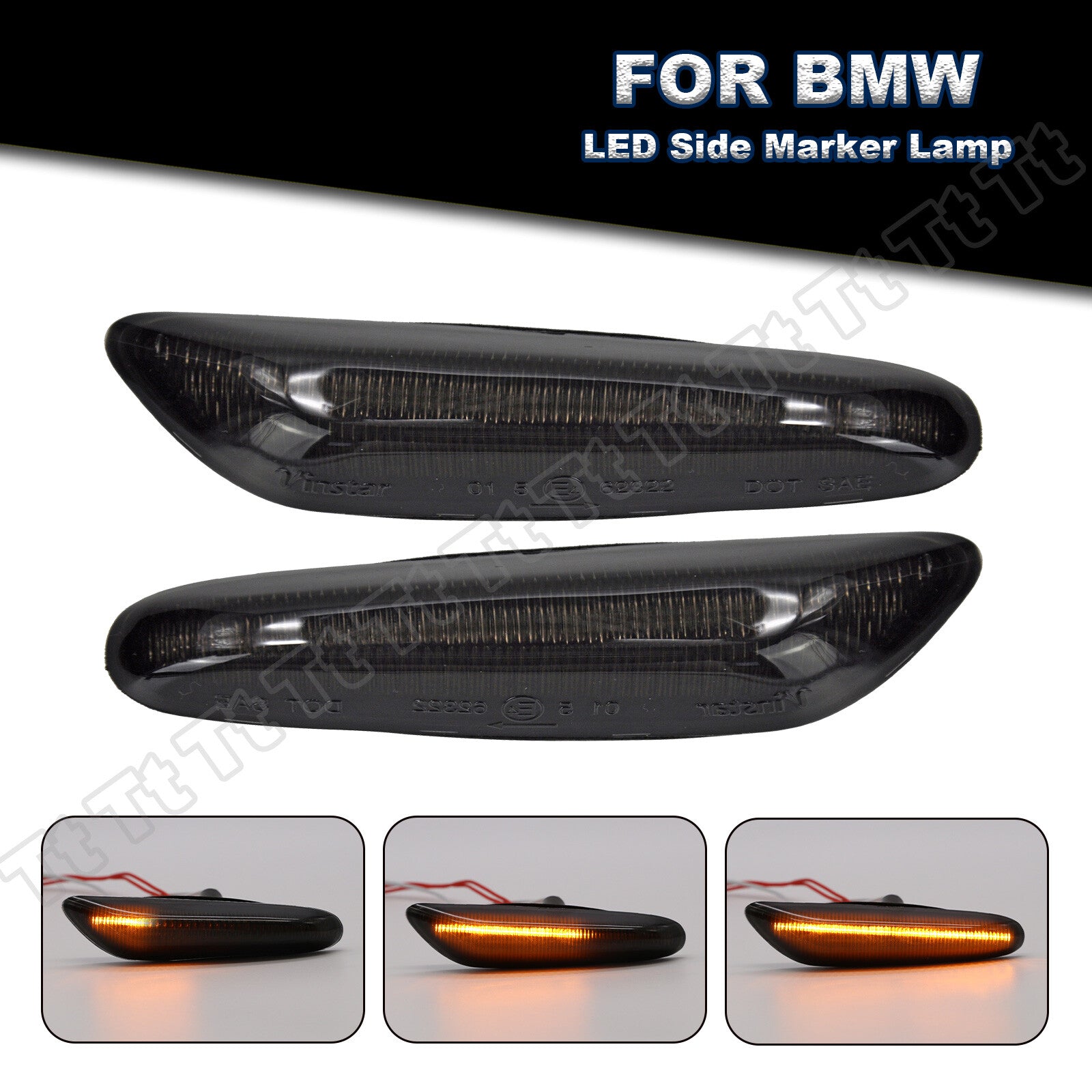 for BMW E60 E61 E82 E88 E90 E91 E92 E93 Sequential Smoke LED Side Marker Lights