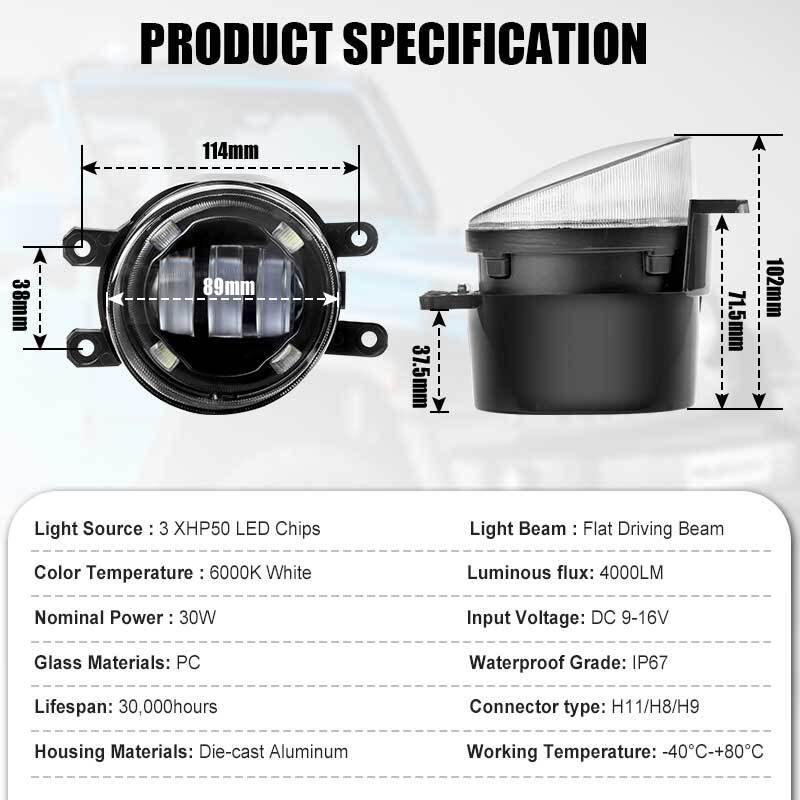 2X 3.5'' LED Fog Light Bumper Driving Lamp DRL for Toyota for Corolla for Camry for Lexus
