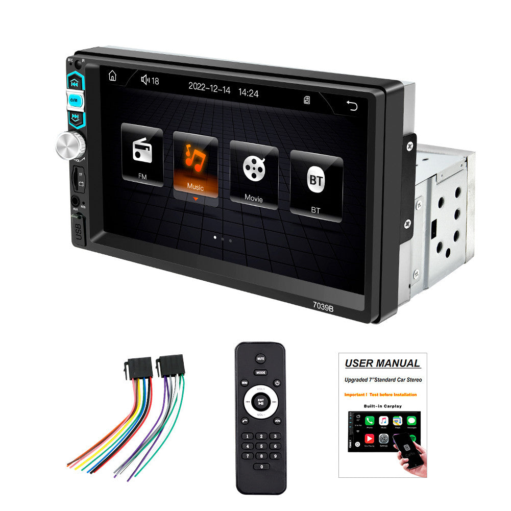 7in Single 1 DIN Car Stereo Touch Screen Radio Bluetooth MP5 Player USB TF AUX