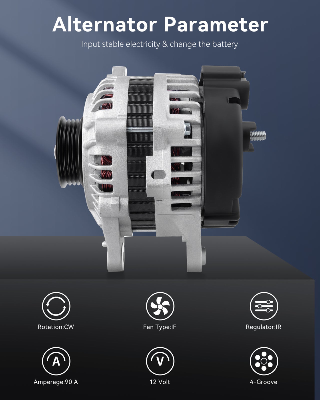 Silver 12V Alternator for 2006-2009 for Kia Rio 1.6L 2004-2006 Spectra 2.0L AVA0048