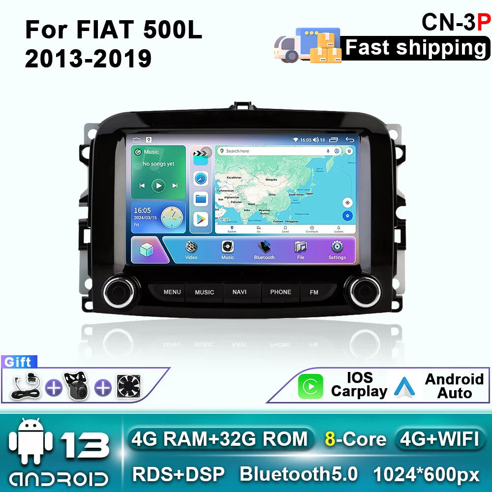 Android Car Radio for Fiat 500L 2013-2019 Stereo GPS CarPlay IPS Player Screen