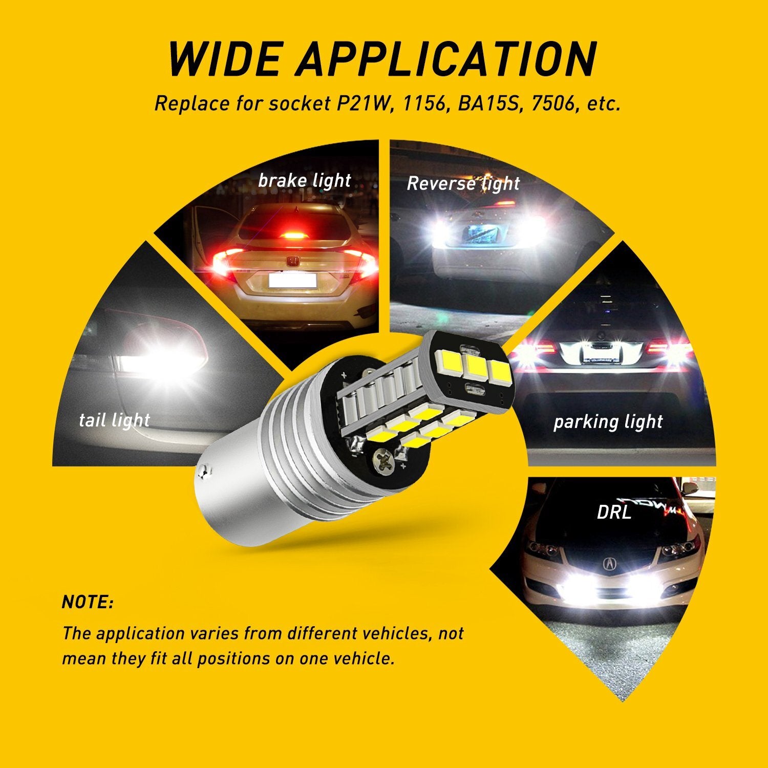 2x 1156 BA15S 1141 1003 CANBUS CANBUS White Wax LED