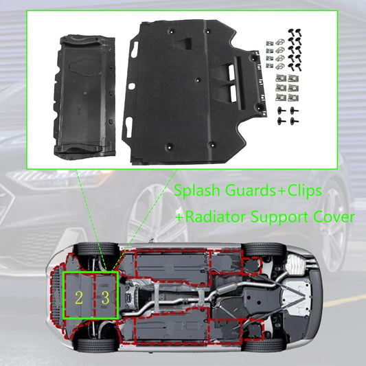 for Audi A6 (4G/C7) A7 (4G) 2011-18 Radiator Support Cover+Splash Guards+Clips