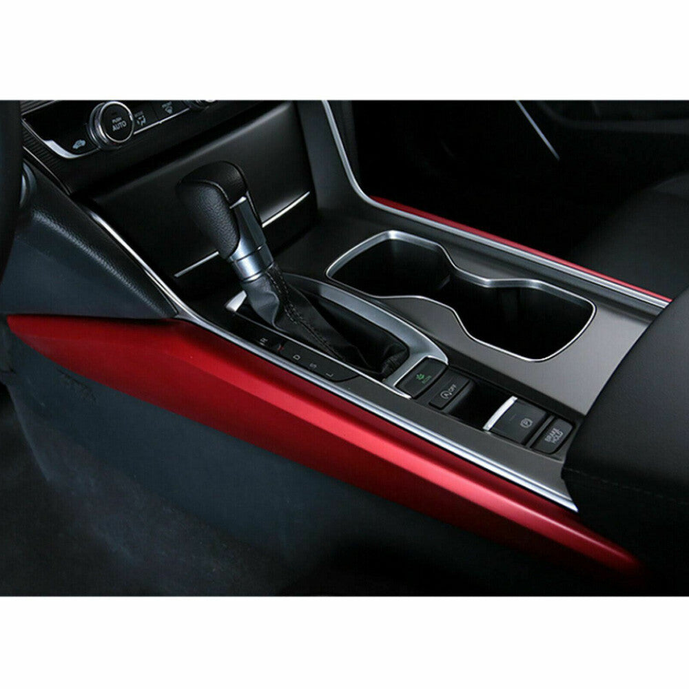 Red ABS Interior Gear Shift Cup Holder Frame Cover Trim for Honda Accord 2018-22