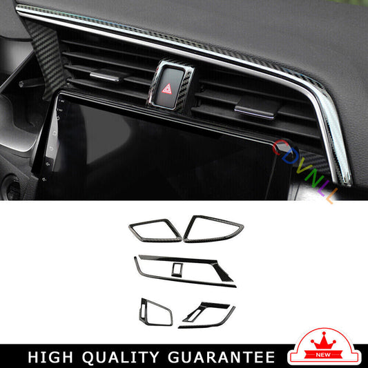 Middle Air Outlet Vent Cover Trim for Honda for Civic 2016-2021 Steel Carbon Fiber
