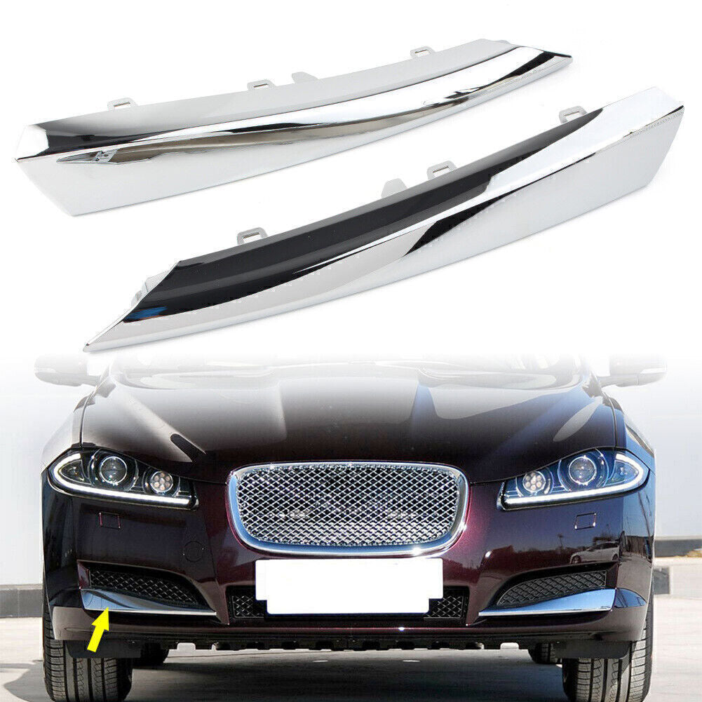 Pair Front Side Grille Chrome Molding Trim Left  Right Fit for Jaguar XF 2012-2015