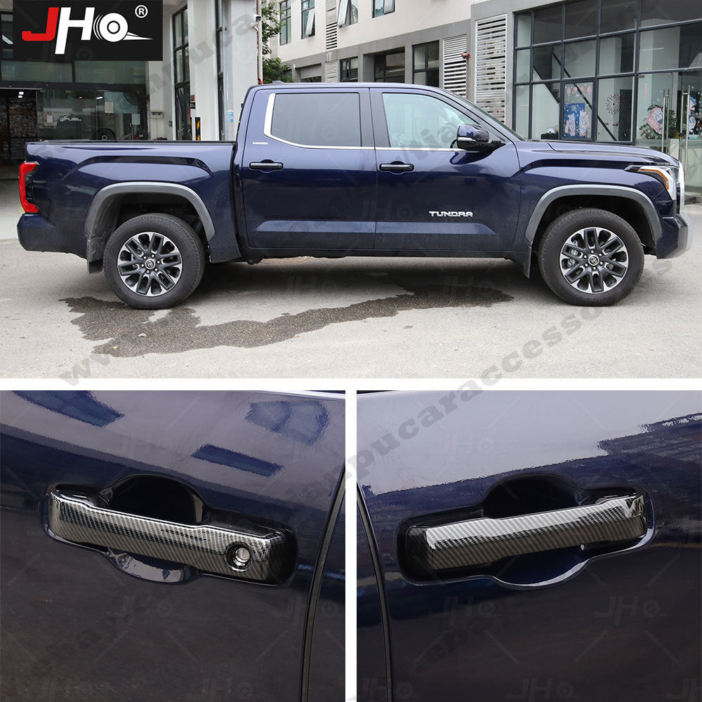 Carbon Fiber 4PCS Side Door Handles Trims Cover Decor for Toyota Tundra 2022 New