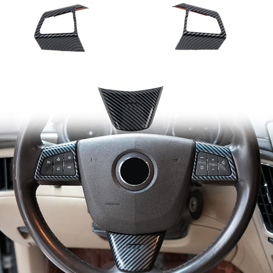 Carbon Fiber Look Steering Wheel Button Cover Trim for Cadillac CTS 2008-2013