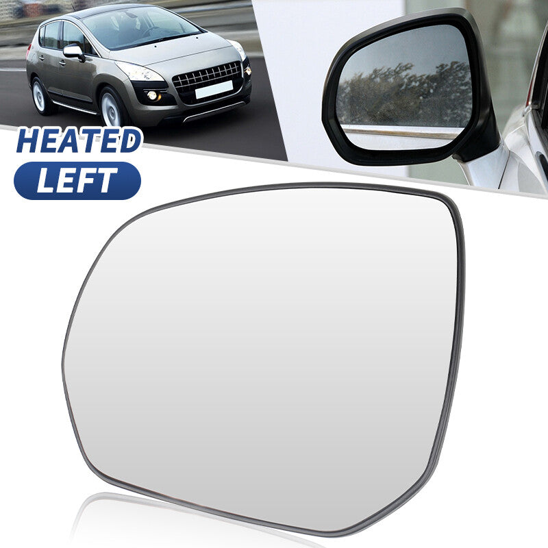 Wide Angle Wing Mirror Glass Clip On w/Heated Left for 2009-2016 for Peugeot 3008