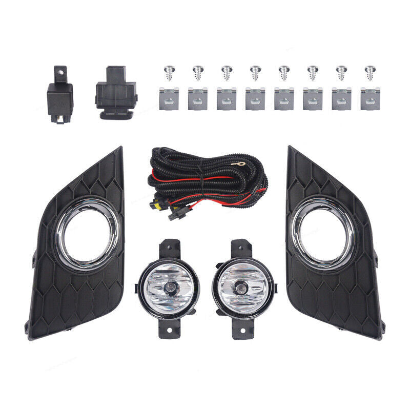Fog Lights Left and Right Lamp Chrome Bezel for Nissan Sentra 2016-2019