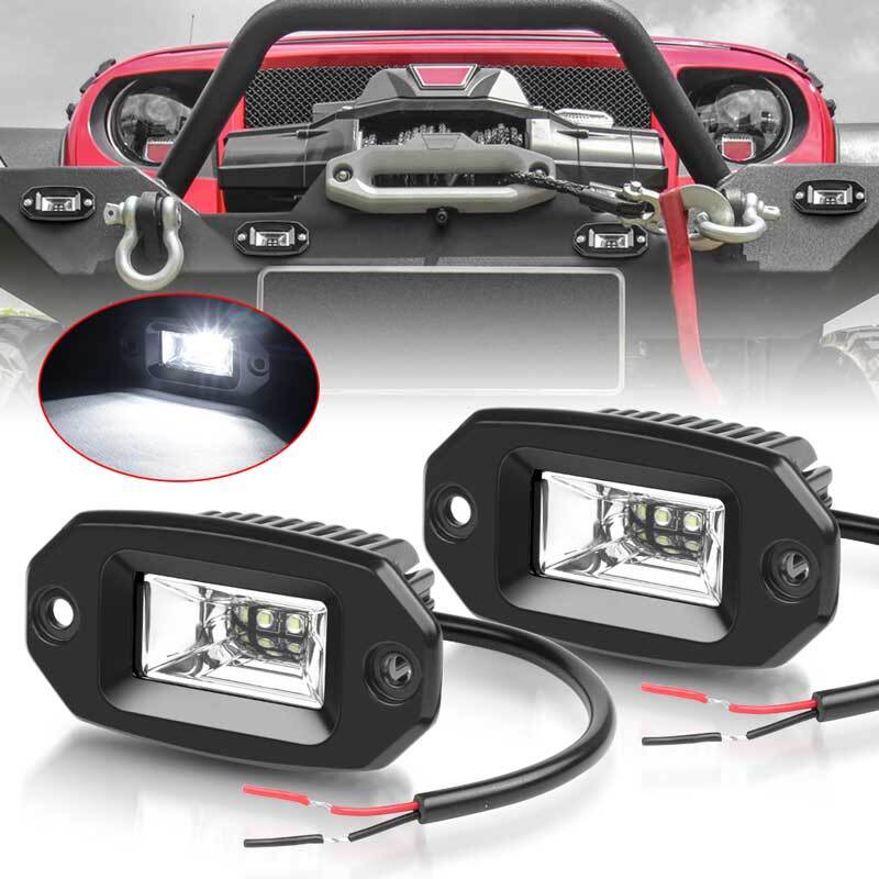 2X 4inch Flush Mount LED Work Light Bar Flood Pods Truck Driving Fog Offroad SUV